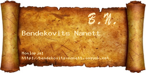 Bendekovits Nanett névjegykártya